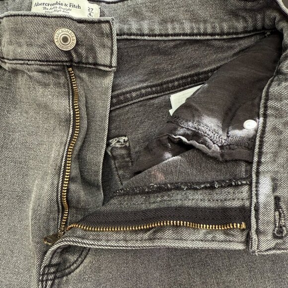 Abercrombie & Fitch Curve Love Ankle Straight High Rise Jeans Women's 4L Black - Picture 8 of 11
